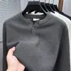 Suéter Henley Americano para Hombre Otoño Invierno Color Sólido Estilo Perezoso Capa Interior Capa Base Tejido Marca de Moda Holgado Versátil Superior