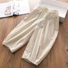 Pantalones casuales estilo Mori para niñas, estilo occidental, estilo coreano, nuevos pantalones de verano, holgados, finos, transpirables, antimosquitos para niños.