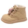 Botas de niña con forro de polar invierno nuevas botas cortas para niños Botas de algodón con velcro para mujer botines de algodón para niñas pequeñas zapatos de algodón para bebés niñas