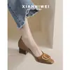 Zapatos de tacón alto de punta cuadrada estilo francés para mujer, nuevos zapatos de trabajo profesionales para primavera y otoño 2023, elegantes zapatos de tacón grueso estilo hada para mujer