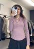 Camiseta Henley de Manga Larga con Cuello Redondo y Botones de Alta Calidad, Corte Ajustado, Adecuada para Deportes y Yoga, Camiseta de Fitness