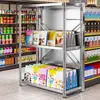 Estantería de supermercado de gran capacidad de pie para snacks, para tiendas pequeñas y tiendas de conveniencia, estantería de exhibición en capas para bebidas y artículos varios
