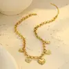Pendientes Europeos y Americanos Transfronterizos de Acero Inoxidable con Diseño de Corazón y Borla Pendientes Ins Chapados en Oro de 18K Collar Joyería de Mano Venta al por Mayor