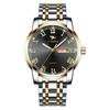 JLANDA Jinfengda Explosiones Correa de Acero Fino Redondo Cuarzo Genuino Doble Calendario Negocios Casual Reloj J6601