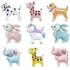 Balão Animal Cartoon Autovedante de Filme de Alumínio Novo Estilo com Corda e Rodas Brinquedo de Barraca de Feira Noturna Carrinho de Puxar para Caminhar Balão