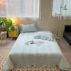 Manta acolchada de algodón puro para cama, color liso, con volantes, algodón lavado, funda de edredón de algodón puro, funda de almohada, manta acolchada para cama