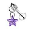 ¡Wow, Joyería para Piercing Personalizada Cabeza de Bala Estrella de Cinco Puntas Redonda Marquise Circonita Pendientes de Barra Recta F136 Aleación de Titanio