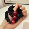 Elegante liga para el cabello de estilo coreano con bola roja redonda, intestino grueso, tela de alta elasticidad, sencilla cuerda para la cabeza, coleta, bola para moño, goma elástica