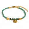 Europa e Estados Unidos transfronteiriços venda quente temperamento vintage moda nicho joias aço inoxidável banhado a ouro 18K moeda redonda pedra natural pulseira