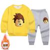Traje de niño, otoño e invierno, para niños, deportes masculinos, ocio, suéter grueso con forro polar, ropa de invierno de dos piezas, moda infantil