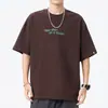 Carta de verão estampada camiseta branca masculina 2024 nova moda confortável all-match manga curta fina respirável top