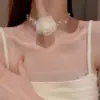 Collar de Perlas Florales Hoker Romántico Francés Cadena para Clavícula Súper de Hada Elegante para Mujer Collar de Diseño Nicho