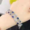 Pulsera de Zafiro Natural de Sri Lanka con Plata S925 Finamente Incrustada Tamaño de Piedra Principal 3*4, 4*6mm