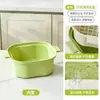Cesta de escorrer empilhável de camada dupla, cesta de frutas, cesta de armazenamento para cozinha doméstica, cesta de plástico transparente para lavar vegetais, cesta de lavar frutas