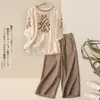 Traje de Lino de Ramio para Mujer, Moda Verano 2025, Conjunto Vintage de Dos Piezas con Top de Lino