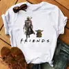 Camiseta Divertida para Mujer Mandalorian Yoda Dibujo Kawai Gráficos de Star Wars Harajuku Manga Corta para Mujer