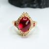 Anillo con Forma de Diamante de Rubí Cultivado Guan Yu Anillo de Dedo de Corindón Rojo Joyería de Alta Gama para Mujer Venta al por Mayor y Entrega S4012407
