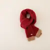 Bufanda de punto lisa de dos tonos para niños, calentador de cuello de otoño e invierno con guantes, conjunto suave y cálido de dos piezas para niños y niñas