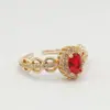 Anel Chiba Estilo Meio Antigo Renda Zircônia Vermelha Feminino Retrô Único Alto Padrão Diamante Elegante Versátil Anel Aberto