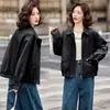Jaqueta de Couro Estilo Casual 2026 Primavera Nova Design Curto Fashionável Roxo Redutor de Idade Jaqueta de Couro de Motociclista para Mulheres