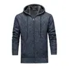 Moletom com Capuz Cardigan Jaqueta com Zíper para Homem de Comércio Exterior Outono e Inverno com Forro de Lã, Espessado, Quente, Modelagem Solta, Moletom Versátil