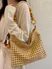 Yuezi 2026 Bolsos de Hombro Versátiles para el Trabajo de Moda de Verano con un Toque Relajado, Gran Capacidad, Bolso Tejido Hueco