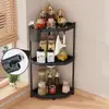 Estante de Almacenamiento de Cocina de Encimera Sin Perforaciones de Piso Triangular Especiero Multicapa de Esquina Estante para Cuchillos y Palillos