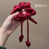 Banda para el cabello para mujer, accesorios para el cabello con cola de caballo baja, banda de goma, cuerda para la cabeza, lazo de alta calidad, red para el cabello, temperamento de satén rojo, anillo para intestino grueso