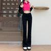 Calça Boca de Sino Feminina 2026 Primavera e Outono Nova Cintura Alta Emagrecedora e Que Aumenta a Altura Perna Reta Slim Fit Petite Calça Boca de Sino Tendência