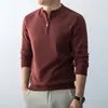 Suéter de punto con cremallera, cuello redondo semi-alto para hombre, top de manga larga, polo versátil, cómodo y moderno, disponible para venta al por mayor
