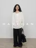 Camiseta de manga larga estilo relajado HAVEGAN/Otoño con lyocell y lino para mujer, top casual estilo old money