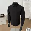 2025 Nova Moda de Manga Longa Camiseta Básica de Comércio Exterior Masculina Casual de Negócios Elástica Sem Costura Camisa Laminada para Homens