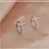Brincos de Cruz de Açúcar Cristalizado Novo Estilo para Mulheres, Simples e Estilosos, Luxo Leve, Sensação de Alta Qualidade, Presilhas de Orelha com Incrustações de Diamante, Brincos
