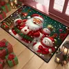 Tapete de Chão de Veludo Cristalino de Natal Papai Noel Tapete Absorvente de Água para Banheiro Tapete de Entrada de Banheiro Decoração Festiva Tapete Resistente ao Desgaste