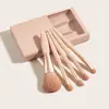 Novo conjunto de 5 peças de estojo espelhado para pincéis de maquiagem com janela, portátil para viagem, inclui pincel para pó solto e pincel para sombra, ferramentas de beleza