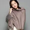 Bufanda Nueva de Cachemir Doble Cara Doble Color para Mujer de Terciopelo de Conejo Engrosada Cálida Chal Monocromático de Doble Uso Versátil Estilo Coreano Invierno con Borlas