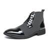 Botas de Cuero de Caña Alta Tallas Grandes Transfronterizas de Cuatro Estaciones Adolescente para Exterior Negras Planas Puntiagudas Zapatos de Moda con Cordones Casuales de Cuero