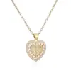 Collar Colgante Aogu Nuevo Producto Transfronterizo Elegante de Nicho Chapado en Cobre Oro de 18K Incrustado Zirconia Perla Corazón de María para Mujer