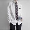 [Apuntar a la derecha] uniforme jk/DK original japonés básico diario camisa de manga larga para hombre camisa de cuello puntiagudo blanco y negro