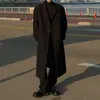 Casaco de Lã Myq Estilo Maduro com Gola de Lapela, Comprimento Médio, para Homens, Jaqueta de Lã Grossa Quente de Inverno, Estilo Coreano