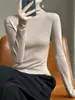 Suéter de Punto de Cuello Alto de Manga Larga Estilo Coreano para Mujer Otoño/Invierno Jersey de Lana Ajustado Capa Base Suéter Delgado
