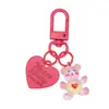Llavero de Oso Transparente de Gelatina Colgante Pequeño Transparente Lindo Etiqueta de Corazón Accesorio DIY Encanto de Macarrón