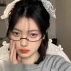 Gafas de Medio Marco Inferior para Mujer, Monturas Decorativas Lindas, Estilo Hermana Real Puro Lustre, Monturas sin Lentes, Se Pueden Combinar con Graduación Retro