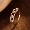 Anillo de cadena simple de personalidad de moda coreana, anillo de circón, diseño pequeño lindo versátil para mujer, ventas directas de fábrica de joyería