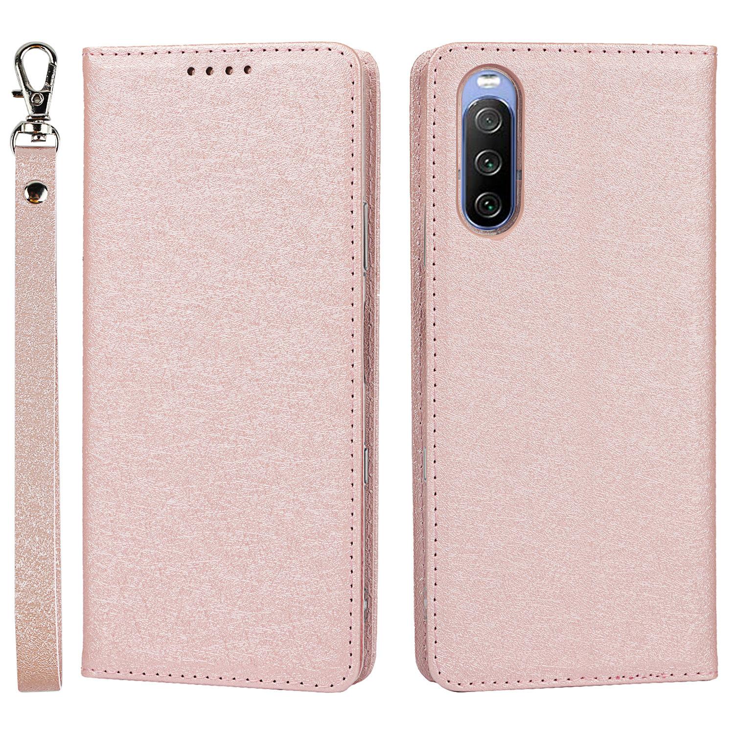 索尼 Xperia 10 III 挂绳蚕丝纹皮套