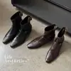 Botines de Moda de Piel de Cordero de Primera Capa, Punta Cuadrada, Tacón Grueso, Diseño de Hebilla, Nuevos de Invierno 2026, Botas Exteriores de Temperamento Sencillo