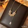 Collar de Monedas de Cinco Emperadores para Mujer + Pendientes de Perla, Pendientes Vintage, Diseño de Nicho de Lujo Ligero, Historia de las Monedas de Cinco Emperadores de Año Nuevo