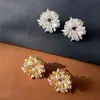 Pendientes de Perla Girasol Brillantes Baño de Oro Real Lujo Ligero Moda de Gama Alta Combinan con Todo Accesorios para Orejas Explosivos de Nicho para Mujeres