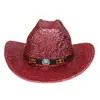 Novo chapéu de cowboy western dourado feminino chapéu de lã para palco chapéu de comércio exterior chapéu de festa para homens e mulheres chapéu de feriado transfronteiriço atacado