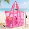 Linda bolsa de almacenamiento para juguetes de playa para niños, bolsa de malla de gran capacidad para natación, uso al aire libre en la costa, bolsa de mano de malla para traje de baño